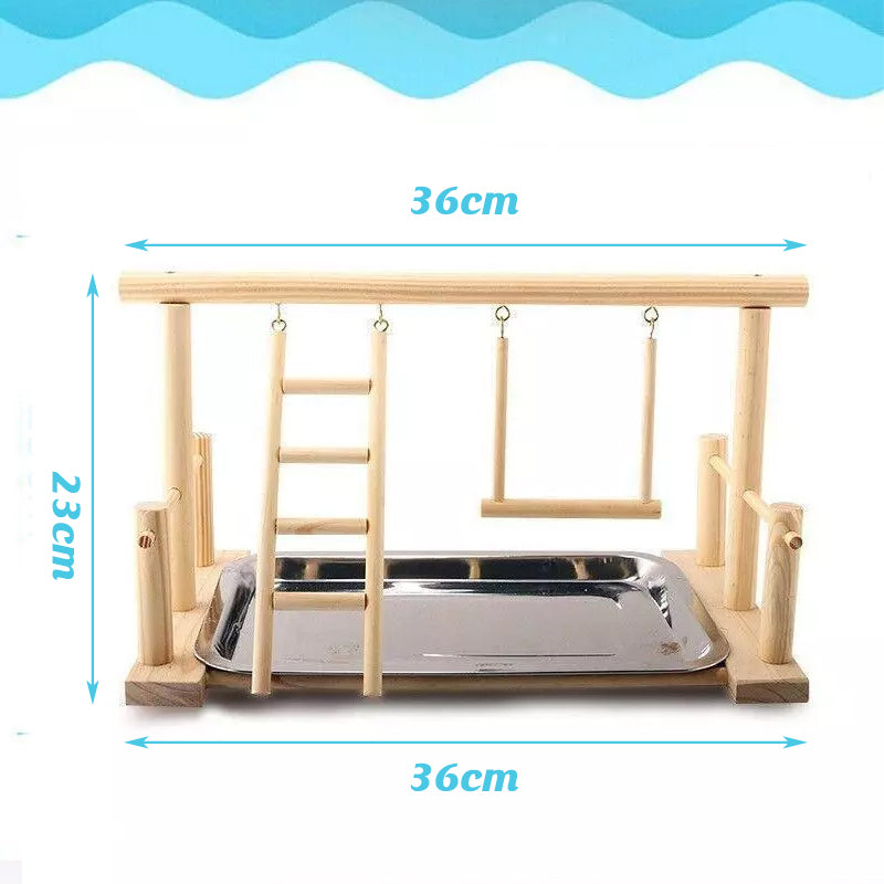 Parrots Wooden Stand Bird Play Activity Center Playground Ladder Perch Gym