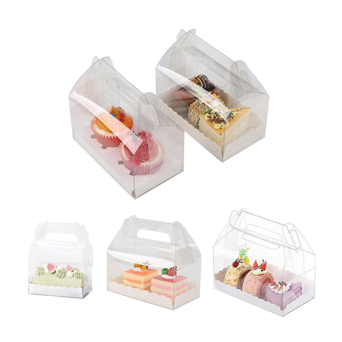 25pcs Transparent Portable Baking Box for Lasagna Mousse Cake Western Point Food - M(Round Holle Tray)