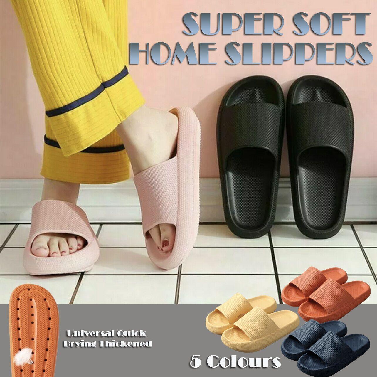 Ultra-Soft Pillow Slides EVA Slippers for Indoor Outdoor Use – Thick Anti-Slip Sole - Black 38-39