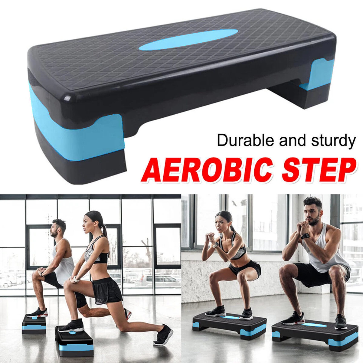 Adjustable Aerobic Step Platform Plastic Fitness Stepper for Workout Training - Green