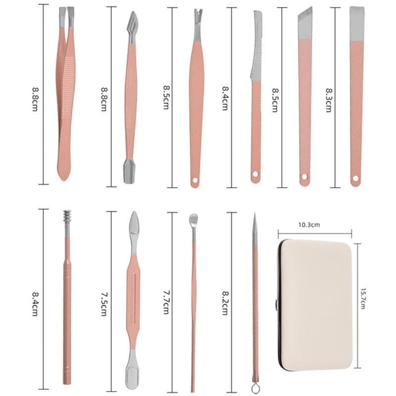 18 Piece Rose Gold Stainless Steel Manicure Pedicure Set With Travel Case