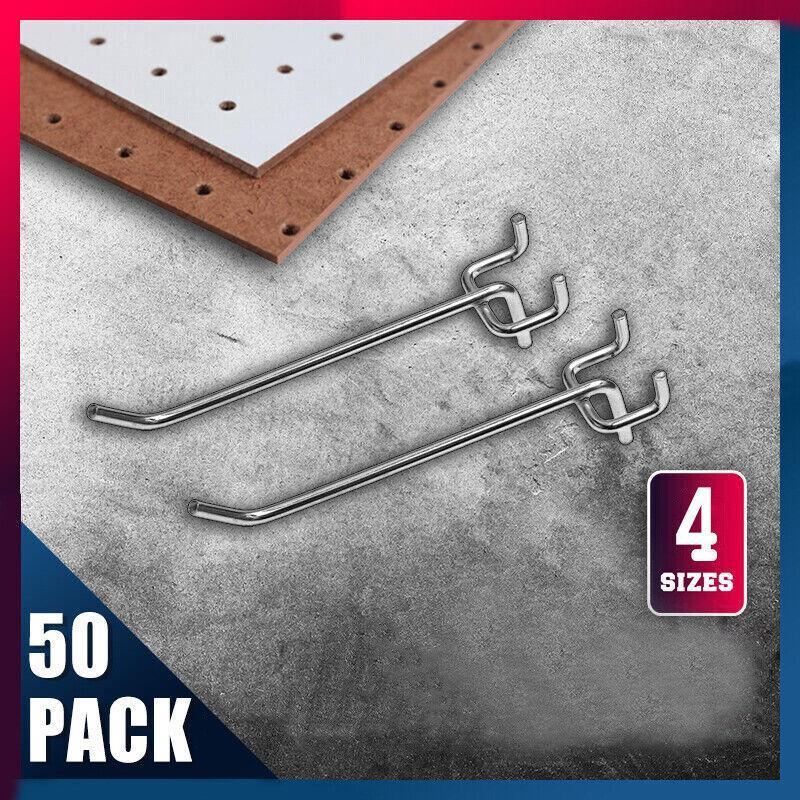 50X Pegboard Hooks Metal Panel Valcano Peg Board Hook Steel 50 100 150 200 Mm - 10CM