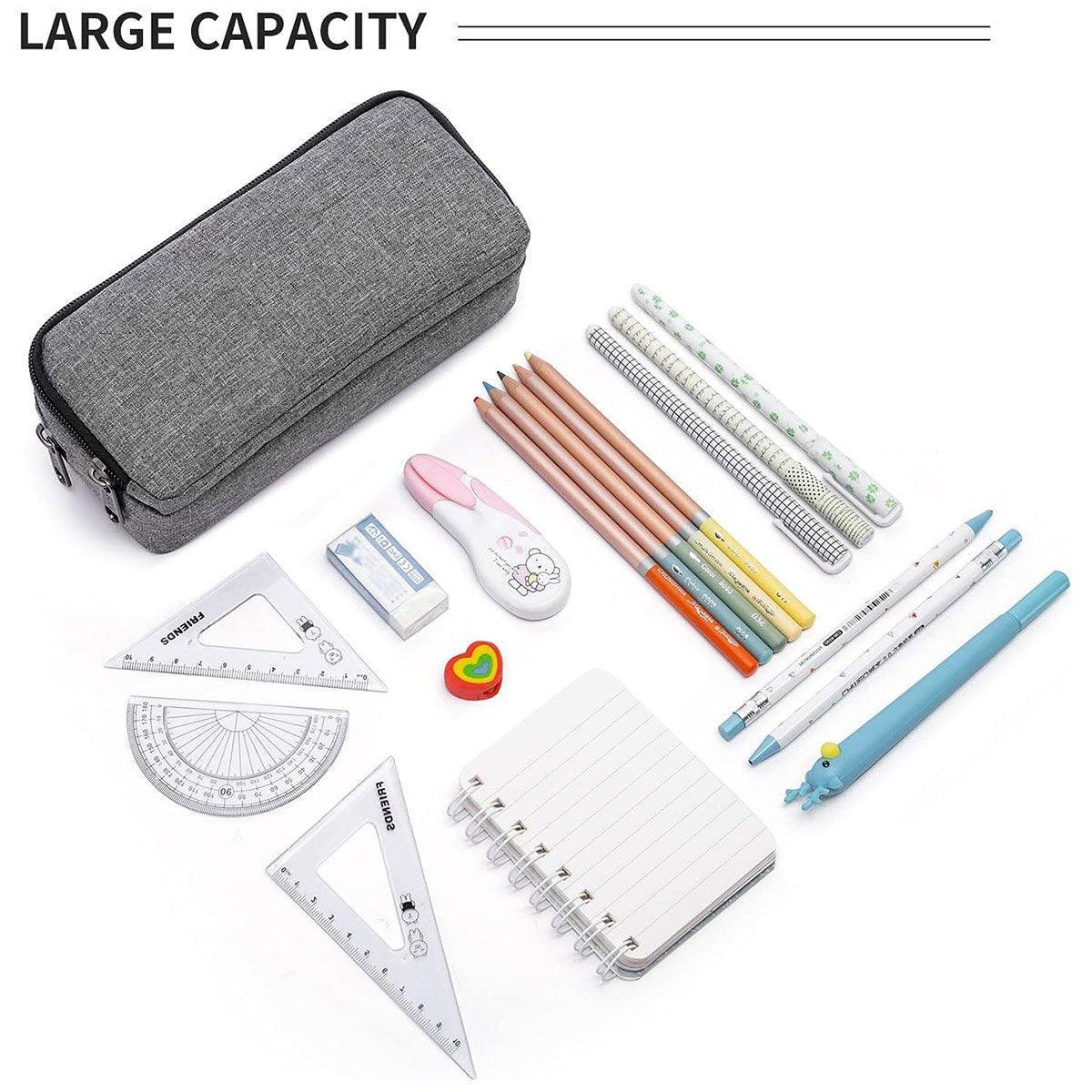 Large Capacity Pencil Case Double Layer for Primary School Students Creative Bag - Black