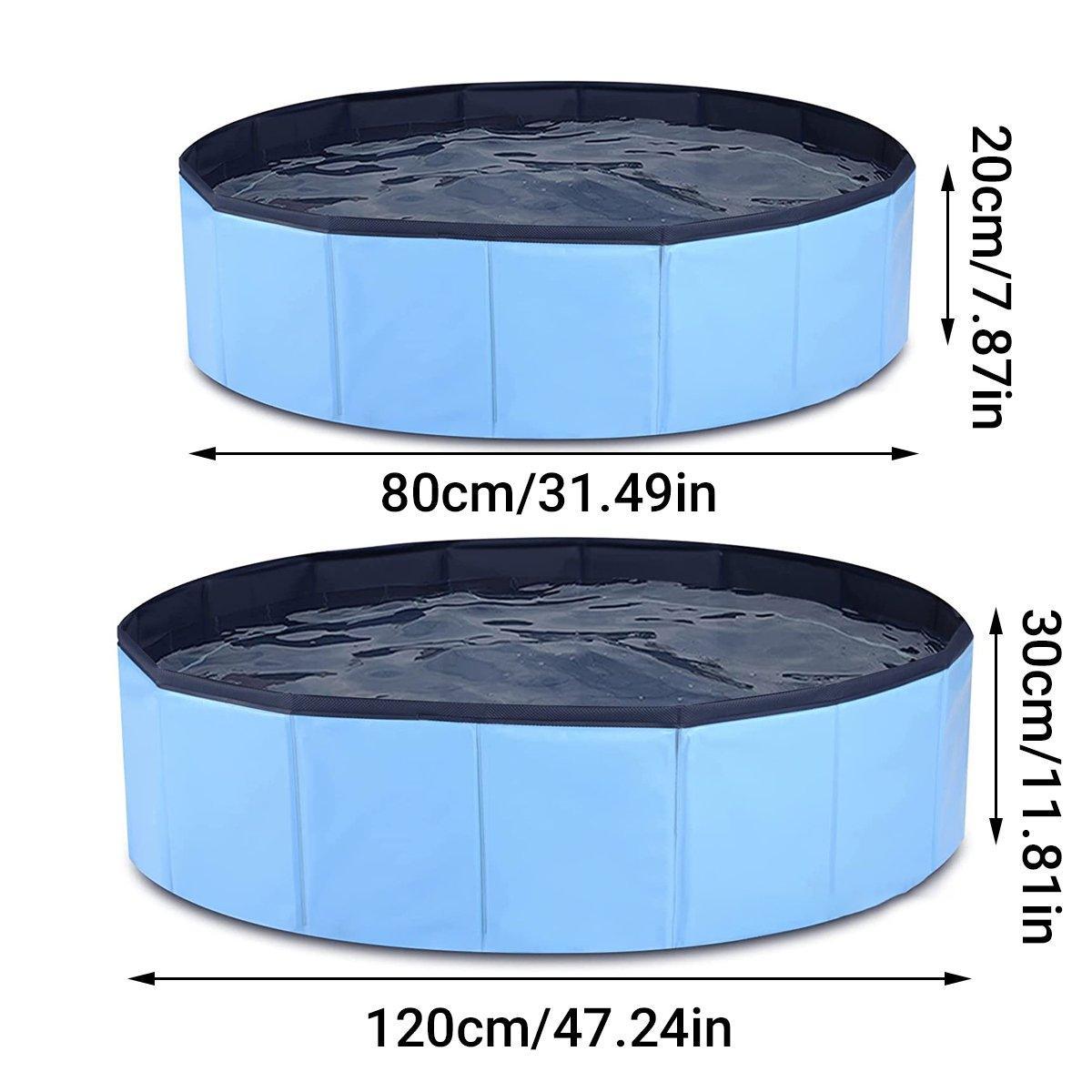 Pet Swimming Pool Foldable Portable Pool for Dogs Outdoor Summer Play - Blue-80x20cm