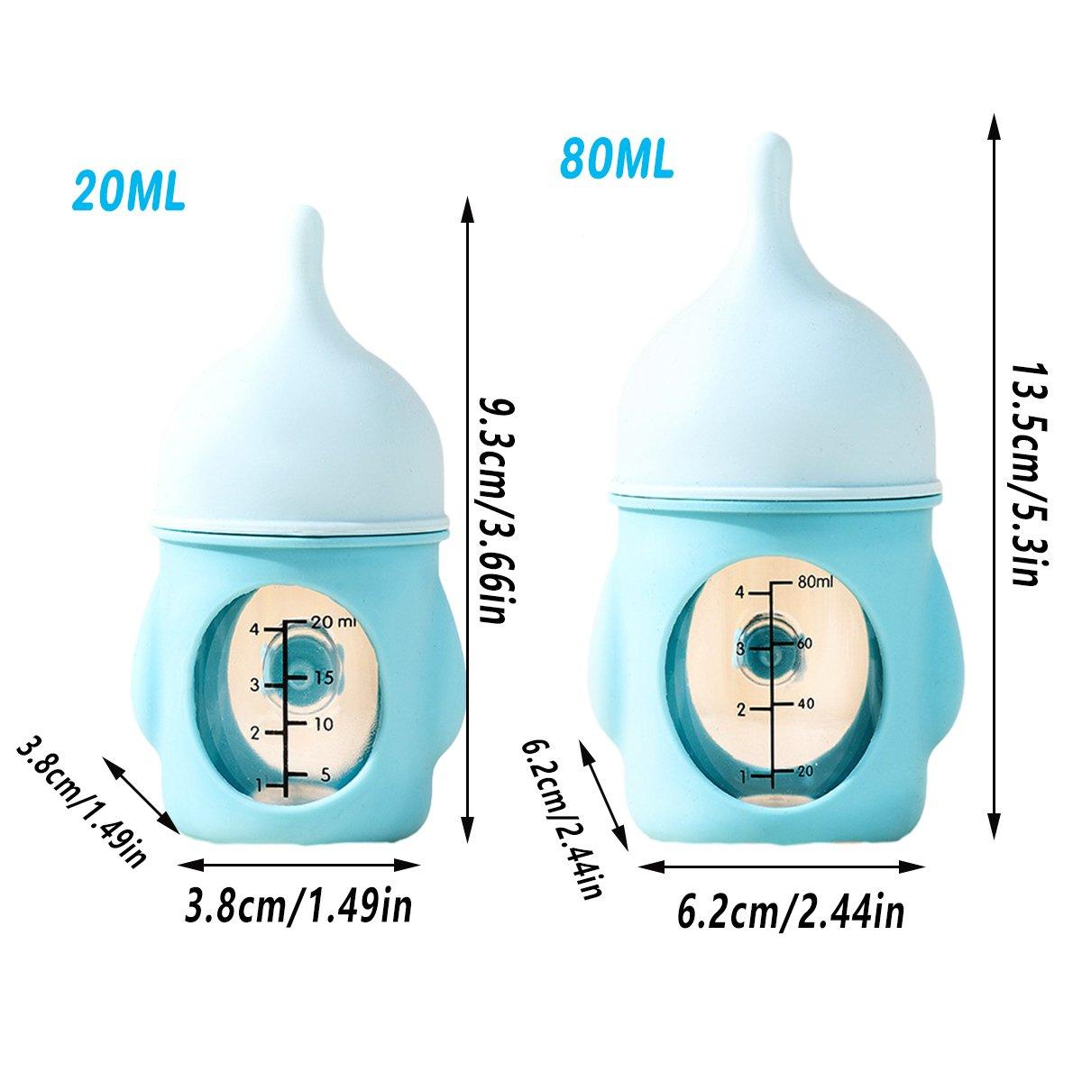 Silicone Pet Milk Feeding Bottle with Scale for Small Puppies and Kittens 20ml 80ml - 80ml-Blue