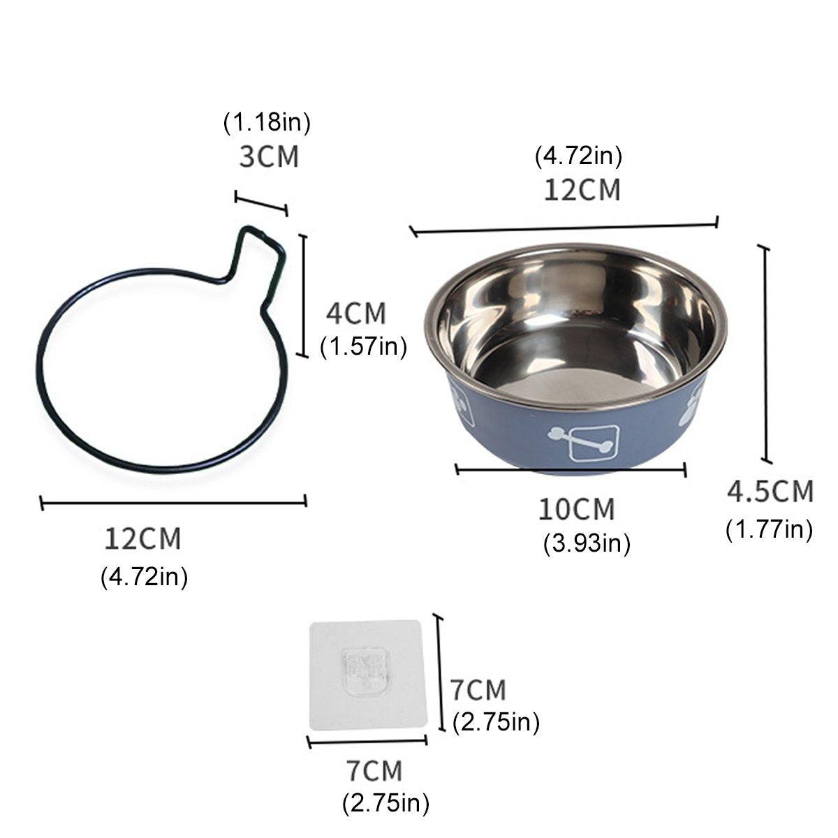 Stainless Steel Pet Bowl Hanging Cat Food Water Bowl Durable for Dogs and Cats - Black-12cm