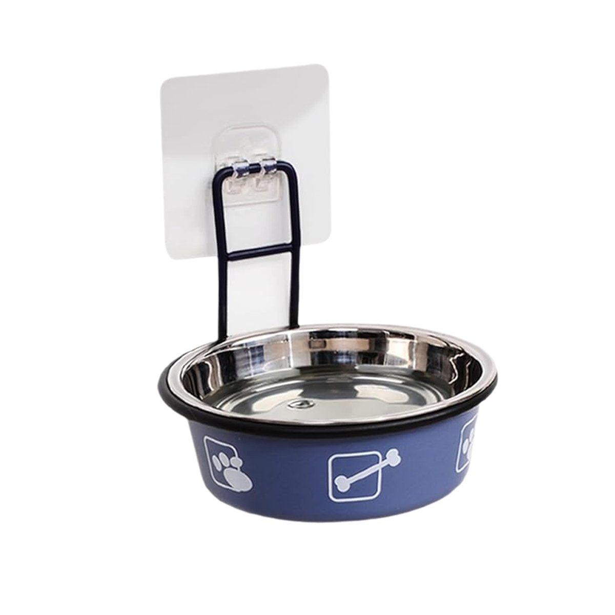 Stainless Steel Pet Bowl Hanging Cat Food Water Bowl Durable for Dogs and Cats - Black-14cm
