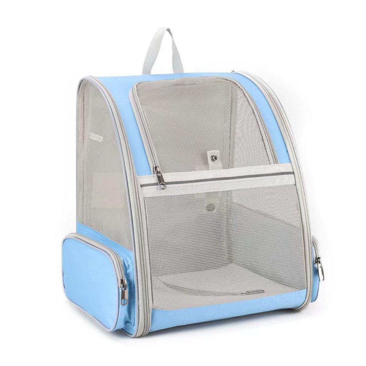 Large Foldable Breathable Portable Cat Dog Bag Outdoor Shoulder Pet Backpack - Blue