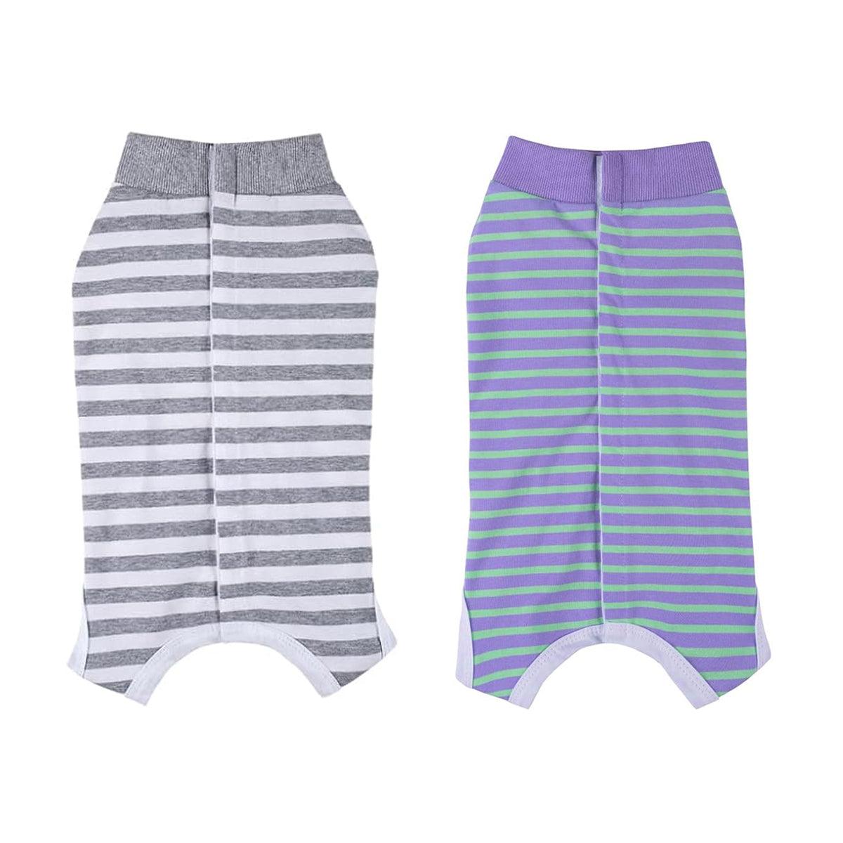 Striped Dog Clothes Belly Protector Vest Tummy Wrap Shirt for Small Dogs Puppies - Grey-XXL