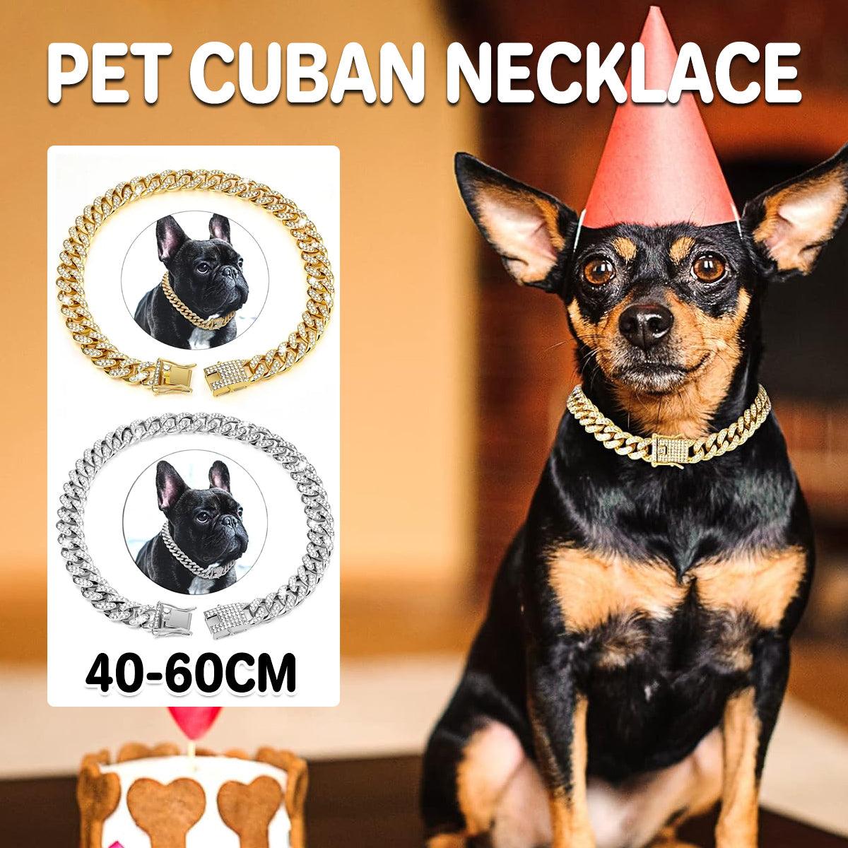 Cuban Chain Metal Dog Collar Pet Training Necklace for Small Medium Large Dogs - Gold-55cm
