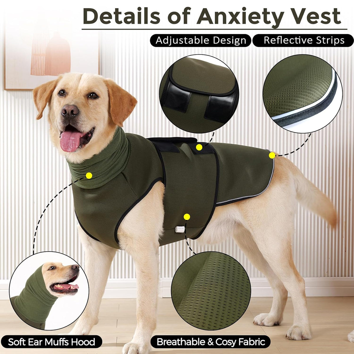 Calming Dog Vest for Stress Relief Travel Thunder Wrap Jacket for Medium Large Dogs - XS