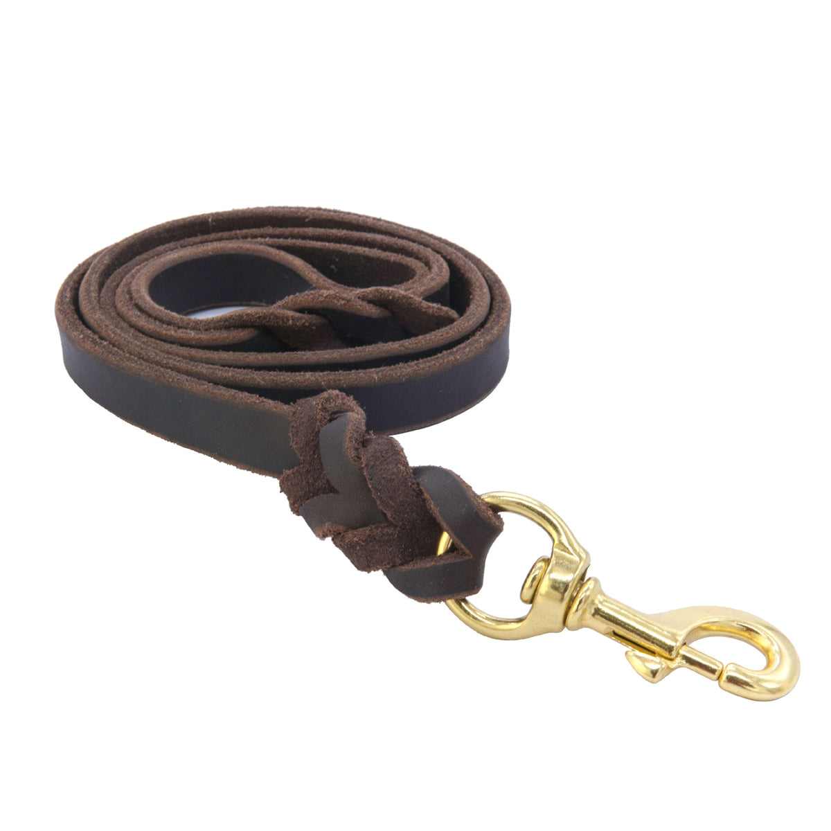 Dog Leash Cowhide Lead Heavy Duty Leather M Size Brown For Walking Training - Black