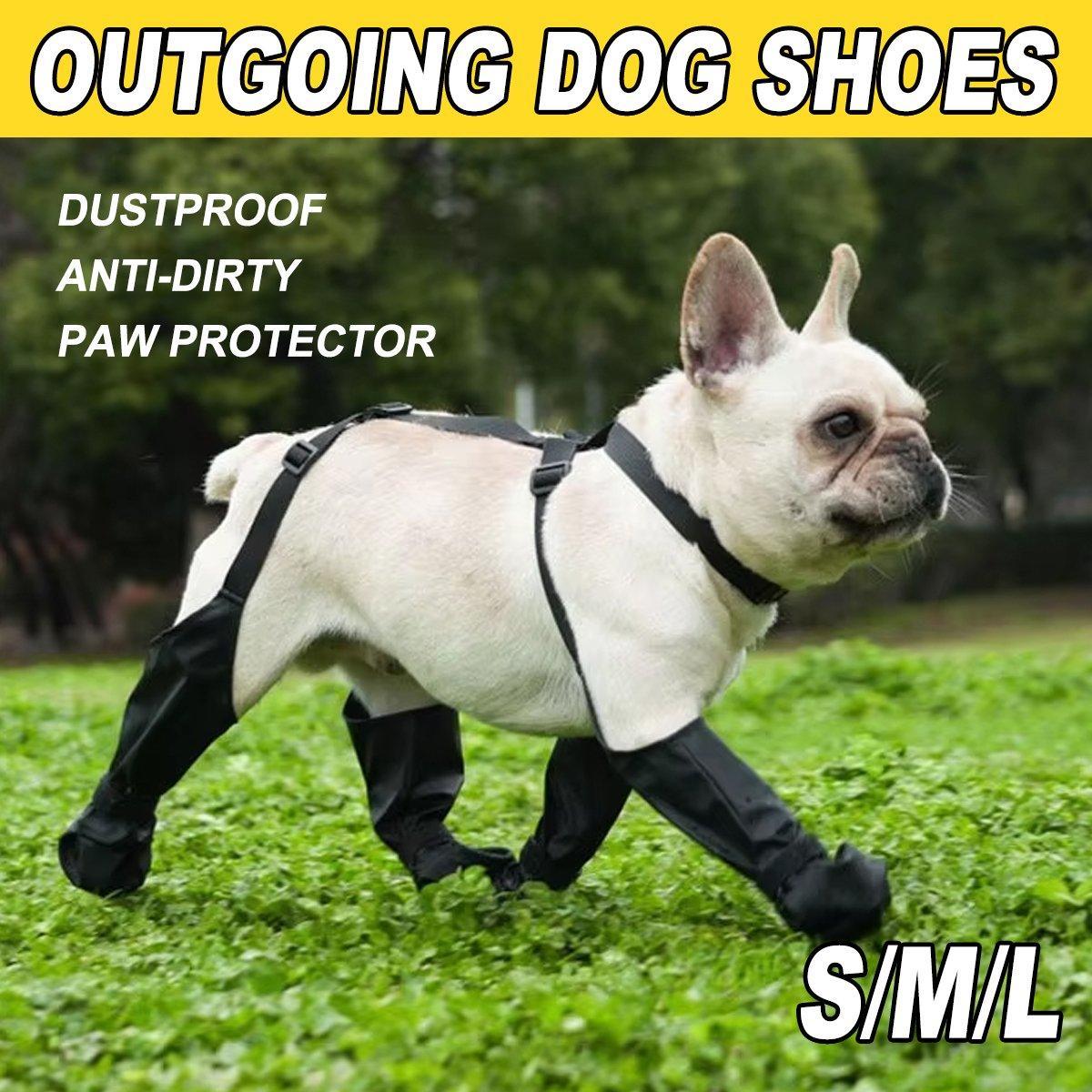 Dog Adjustable Suspender Boots Waterproof Dog Shoes Anti-Slip Pet Paw Protector - M