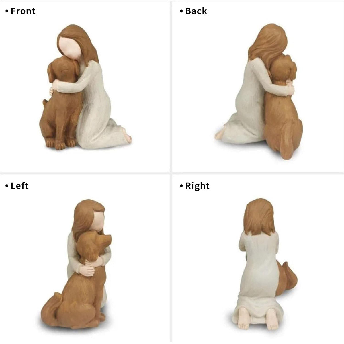 Girl Hugging Dog Ornament Decorative Figurine Resin Home Decoration Craft Gift - Yellow