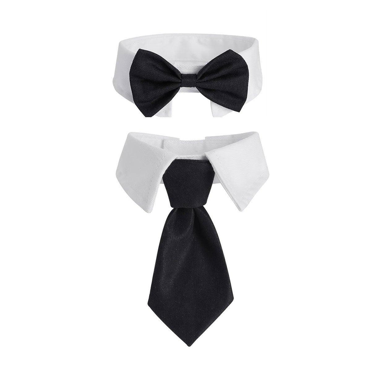 2pcs Pet Bow Tie Collar Dog Cat Suit Dress Accessories Adjustable Neck Strap - S