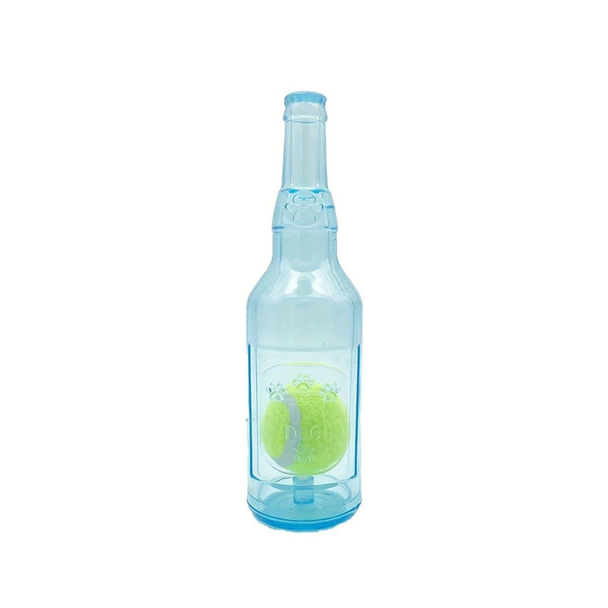 Durable Pet Teething Resistant Tennis Ball Wine Bottle Chew Toy for Dogs Play - Blue-S