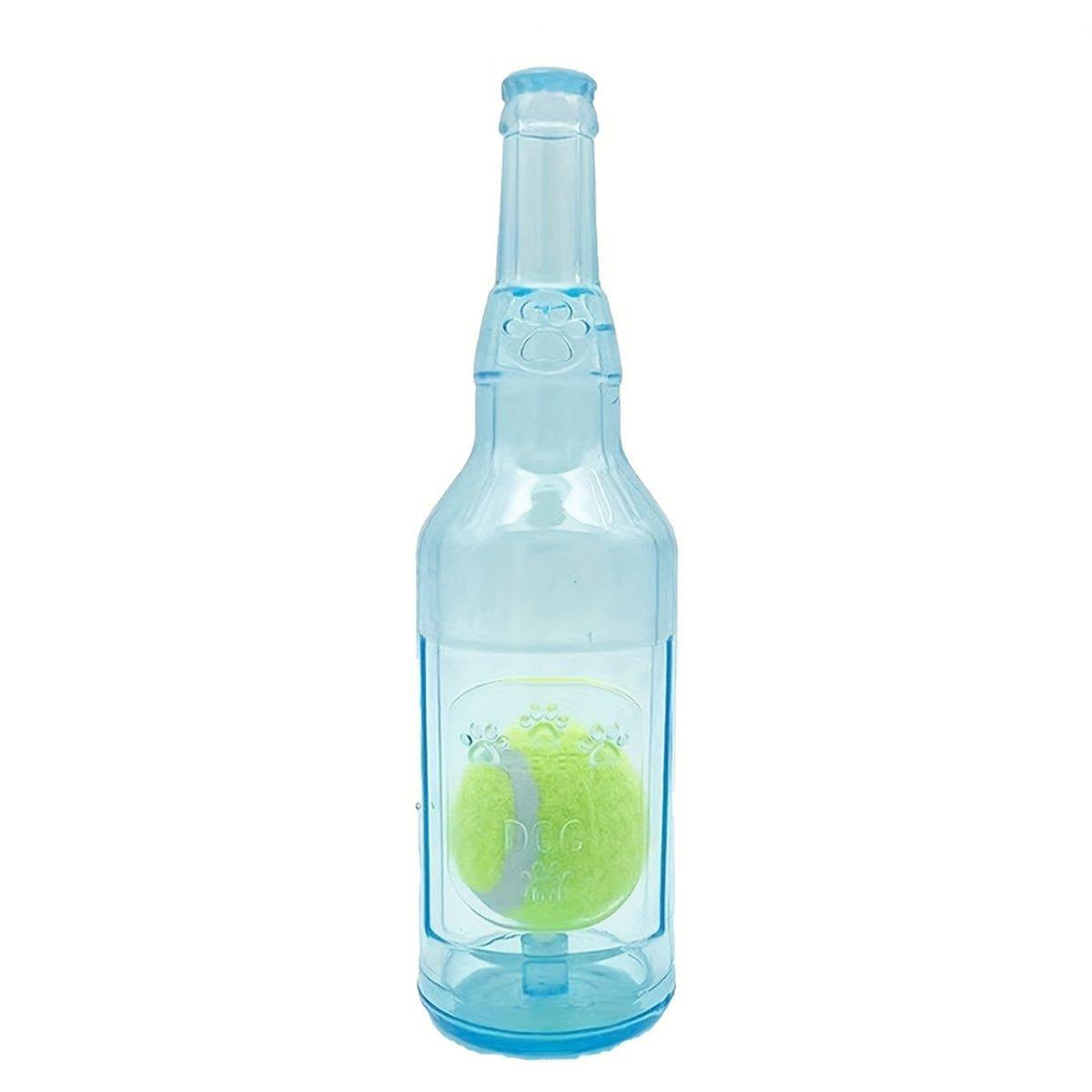 Durable Pet Teething Resistant Tennis Ball Wine Bottle Chew Toy for Dogs Play - Green-L