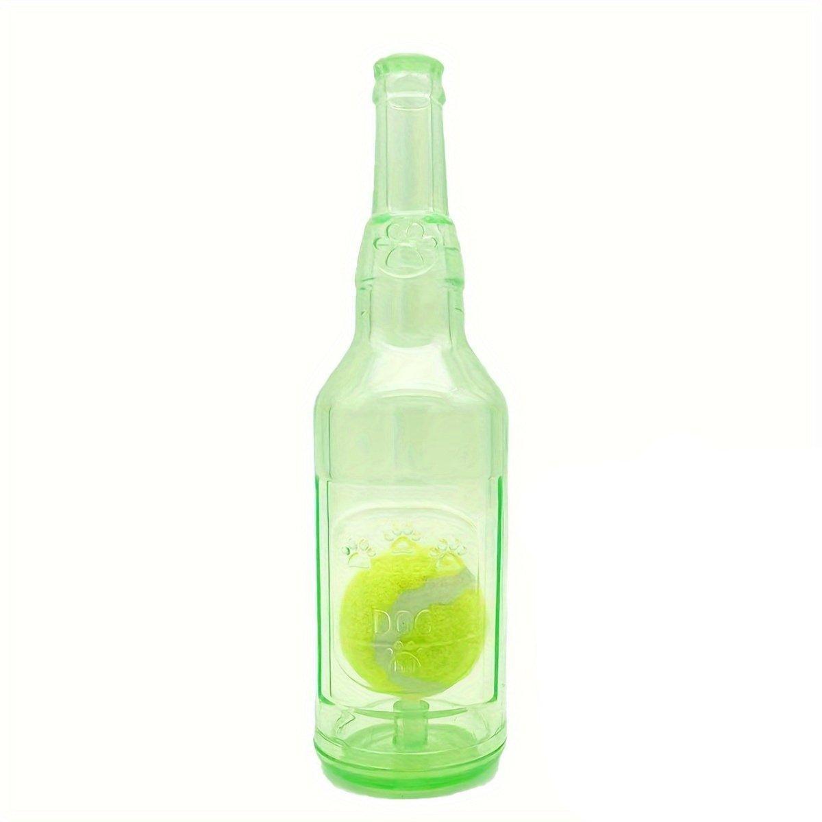 Durable Pet Teething Resistant Tennis Ball Wine Bottle Chew Toy for Dogs Play - Green-L