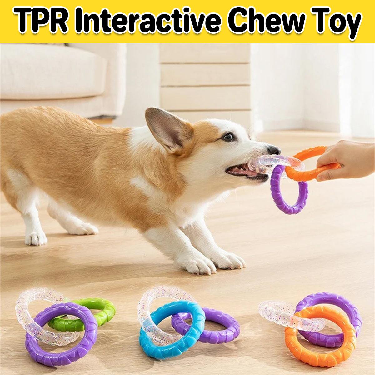 Interactive Dog Toys TRP Rubber Ring Teething Pet Rally Ring Chew Play Fetch - Green-Purple