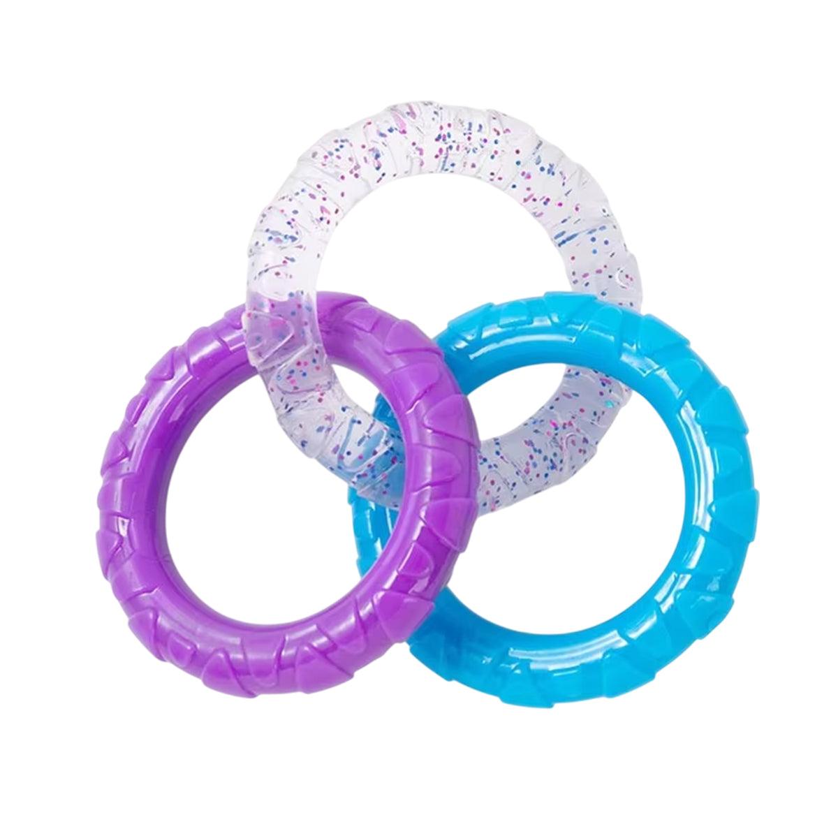 Interactive Dog Toys TRP Rubber Ring Teething Pet Rally Ring Chew Play Fetch - Green-Purple