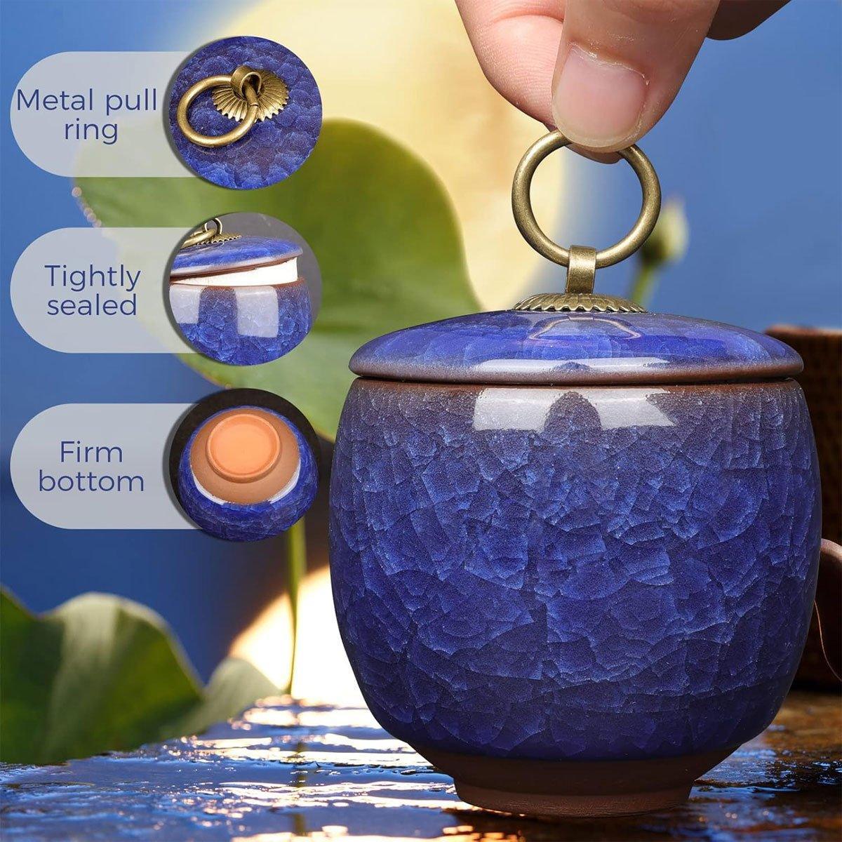 Small Pet Urn for Ashes Memorial Keepsake Urns for Dog Cat Cremation Remains - Blue