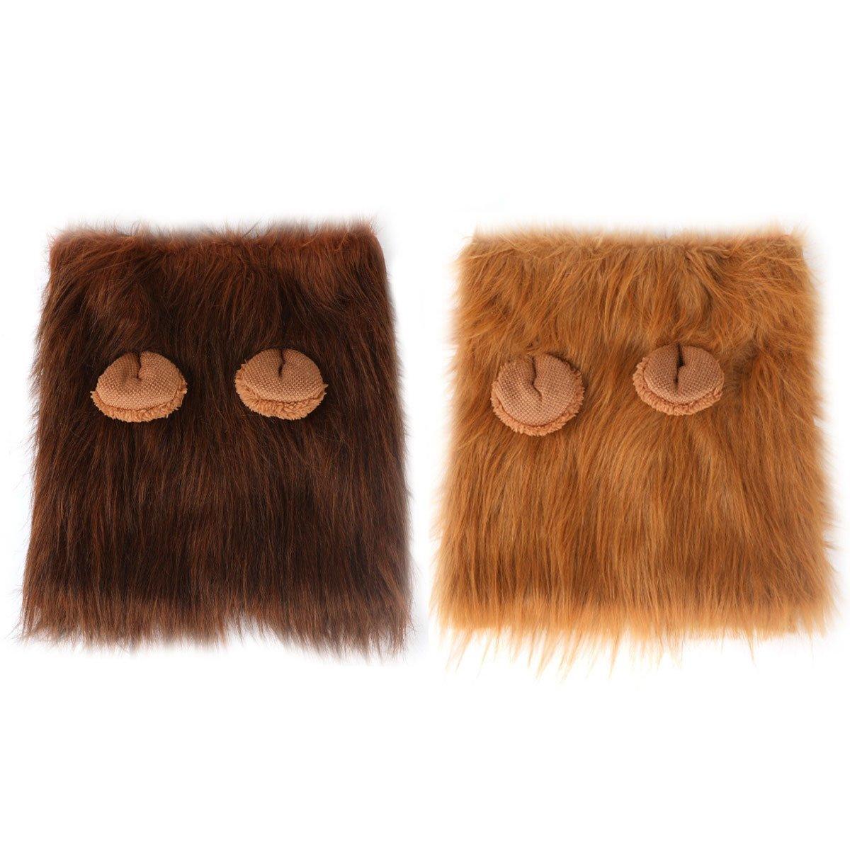 Lion Costume Mane Wig Large Dog Fancy Dress Up Party for Pet Halloween Clothes - Light Brown-S