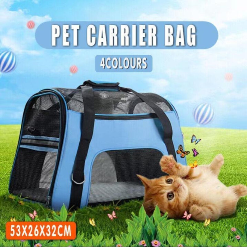 Pet Carrier Bag Portable Large Cat Dog Comfort Tote Travel Bag Airline Approved - Black