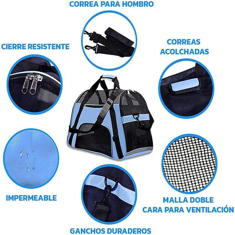 Pet Carrier Bag Portable Large Cat Dog Comfort Tote Travel Bag Airline Approved - Blue