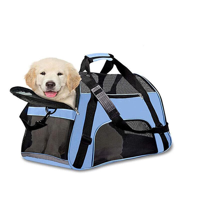 Pet Carrier Bag Portable Large Cat Dog Comfort Tote Travel Bag Airline Approved - Blue