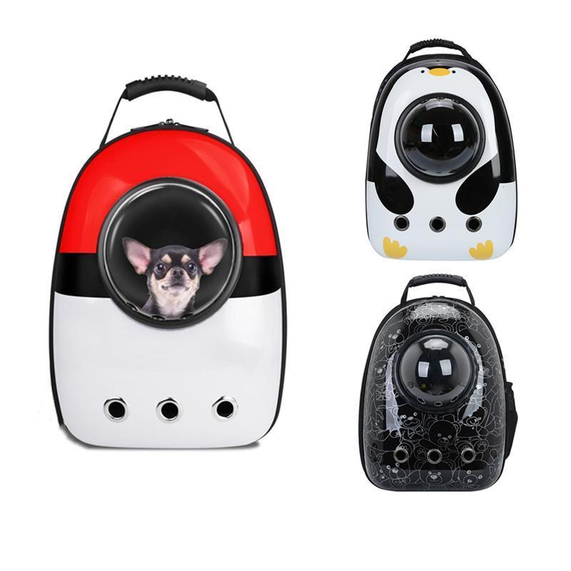 Cat Dog Backpack Carrier Breathable Pet Carrier Bag for Outdoor Travel - Red with White