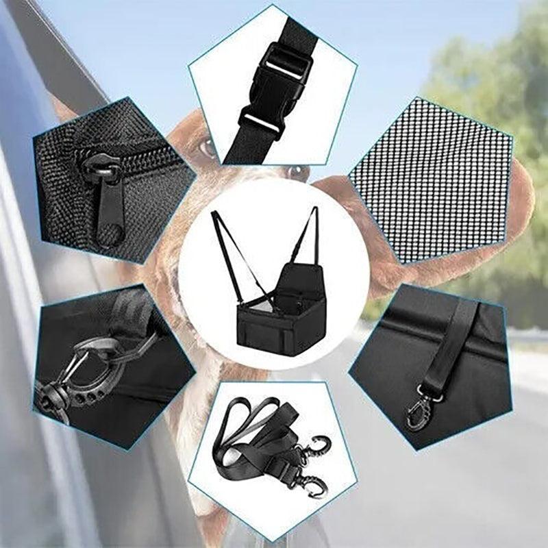 Pet Car Booster Seat Travel Carrier Basket for Cats Dogs with Secure Design - Grey