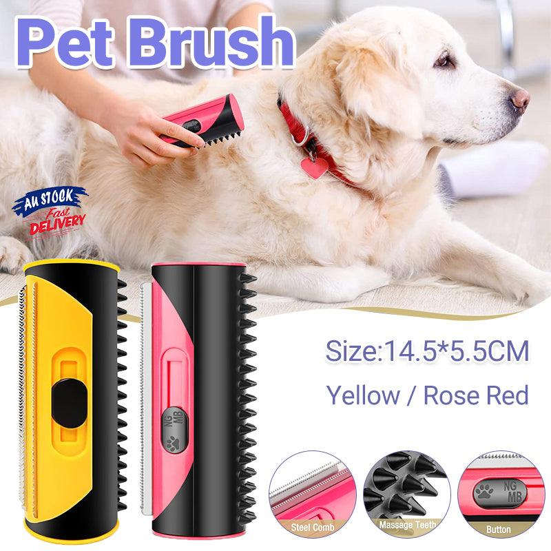 Pet Dog Cat Hair Fur Deshedding Shedding Trimmer Tool Grooming Roll Comb Brush - Yellow