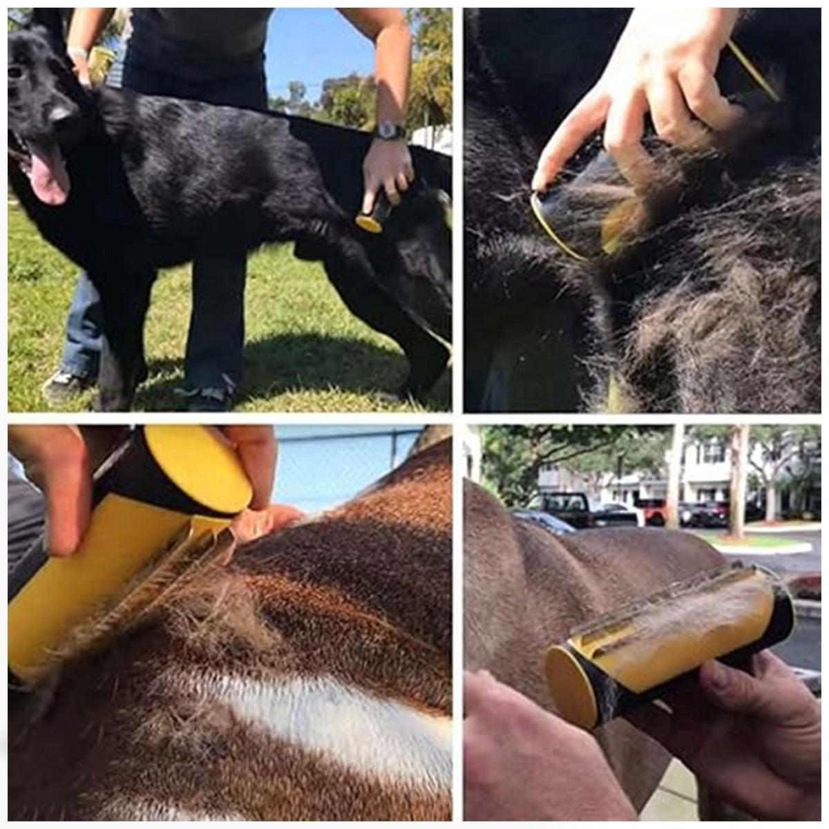 Pet Dog Cat Hair Fur Deshedding Shedding Trimmer Tool Grooming Roll Comb Brush - Yellow