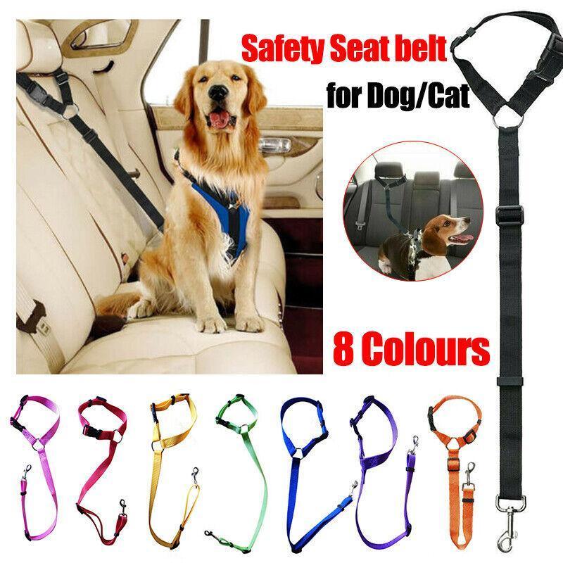 Adjustable Pet Dog Car Clip Lead Harness Strap for Vehicle Travel Restraint Use - Pink