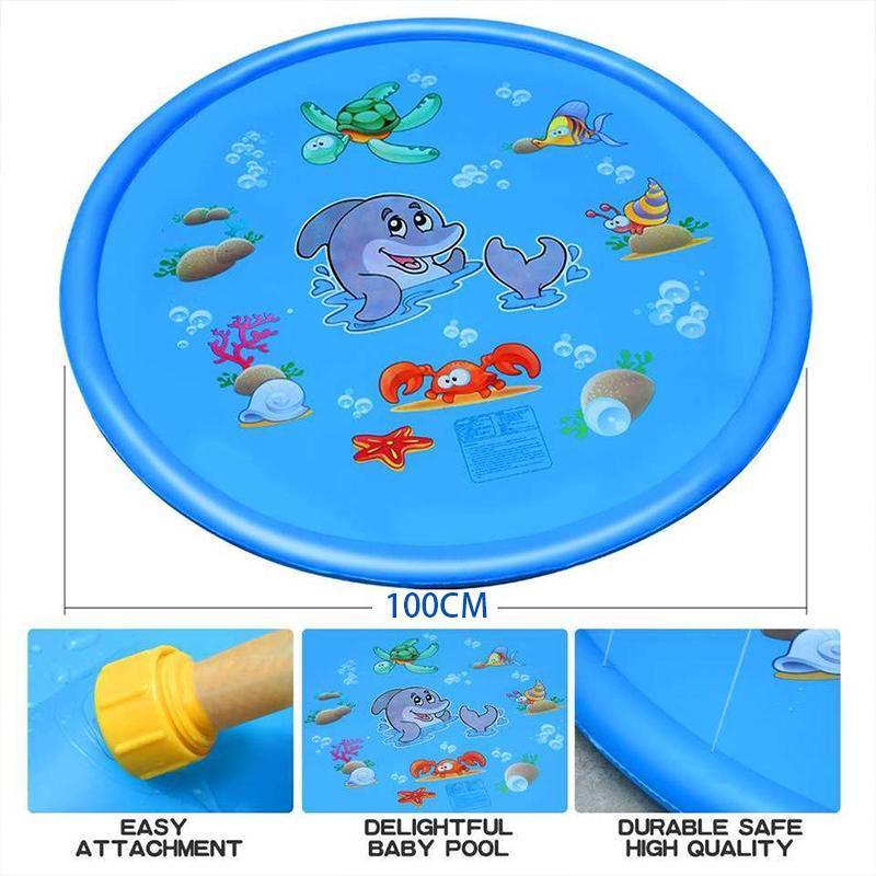 100cm Dog Splash Pad Inflatable Pet Sprinkler Mat PVC Water Play Toy for Outdoors