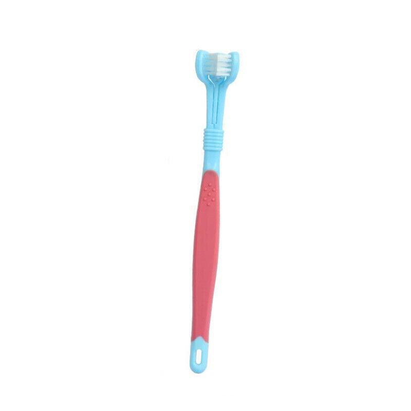 Three Sided Dog Toothbrush Pet Cat Teeth Cleaning Tool Oral Mouth Care Soft Bristle - Dark Green