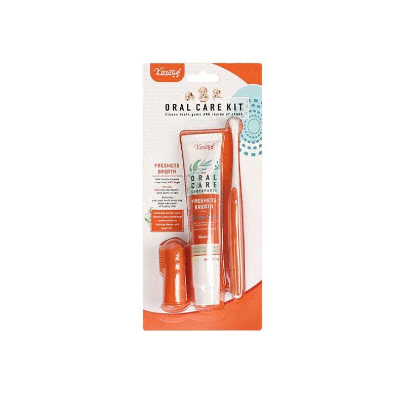 Pet Toothbrush Toothpaste Set for Cats and Dogs Vanilla Flavor Oral Care Kit