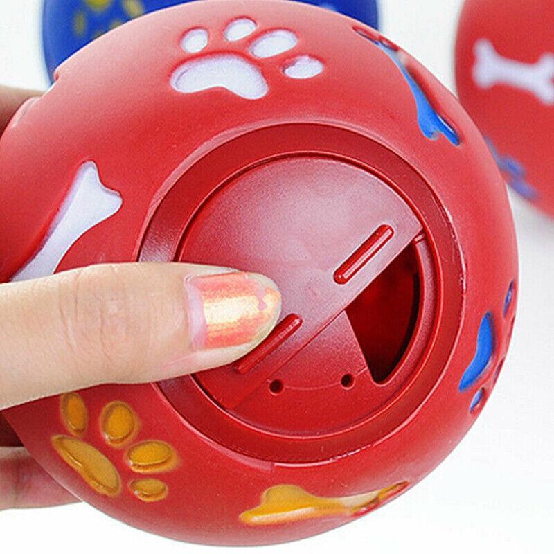 11cm Dog Pet Fun Tough-Treat Ball Tumbler Mental Food Dispenser Feeder Puzzle Toy - Red
