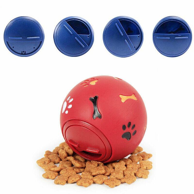 11cm Dog Pet Fun Tough-Treat Ball Tumbler Mental Food Dispenser Feeder Puzzle Toy - Red