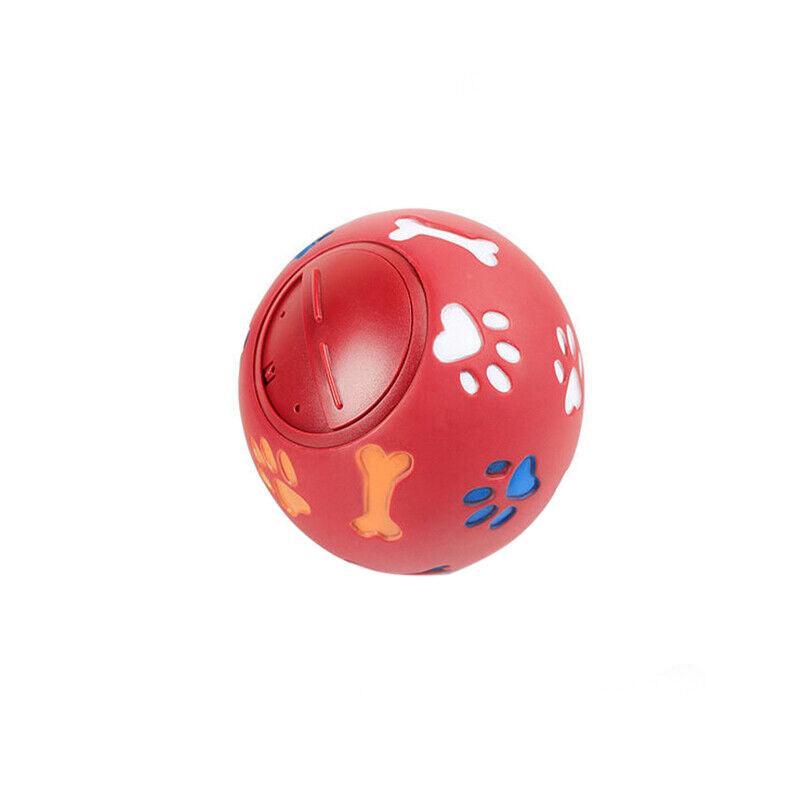 11cm Dog Pet Fun Tough-Treat Ball Tumbler Mental Food Dispenser Feeder Puzzle Toy - Red