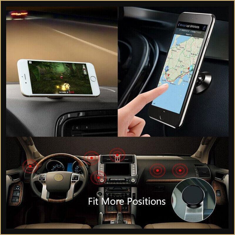 360 Degree Car Phone Holder Dashboard Mount Stand Cradle for Flat Surface - Black