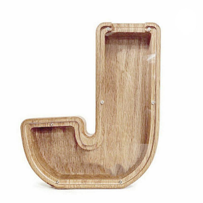 Wooden Piggy Bank Funny Letter or Guitar Coin Saving Money Box A–Z Gift Idea - B