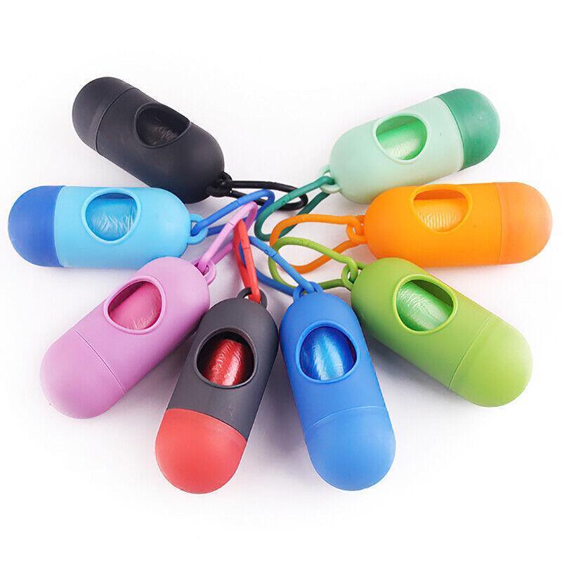 Portable Dog Waste Bag Dispenser with Refill Rolls for Pet Walking Cleanup - Green