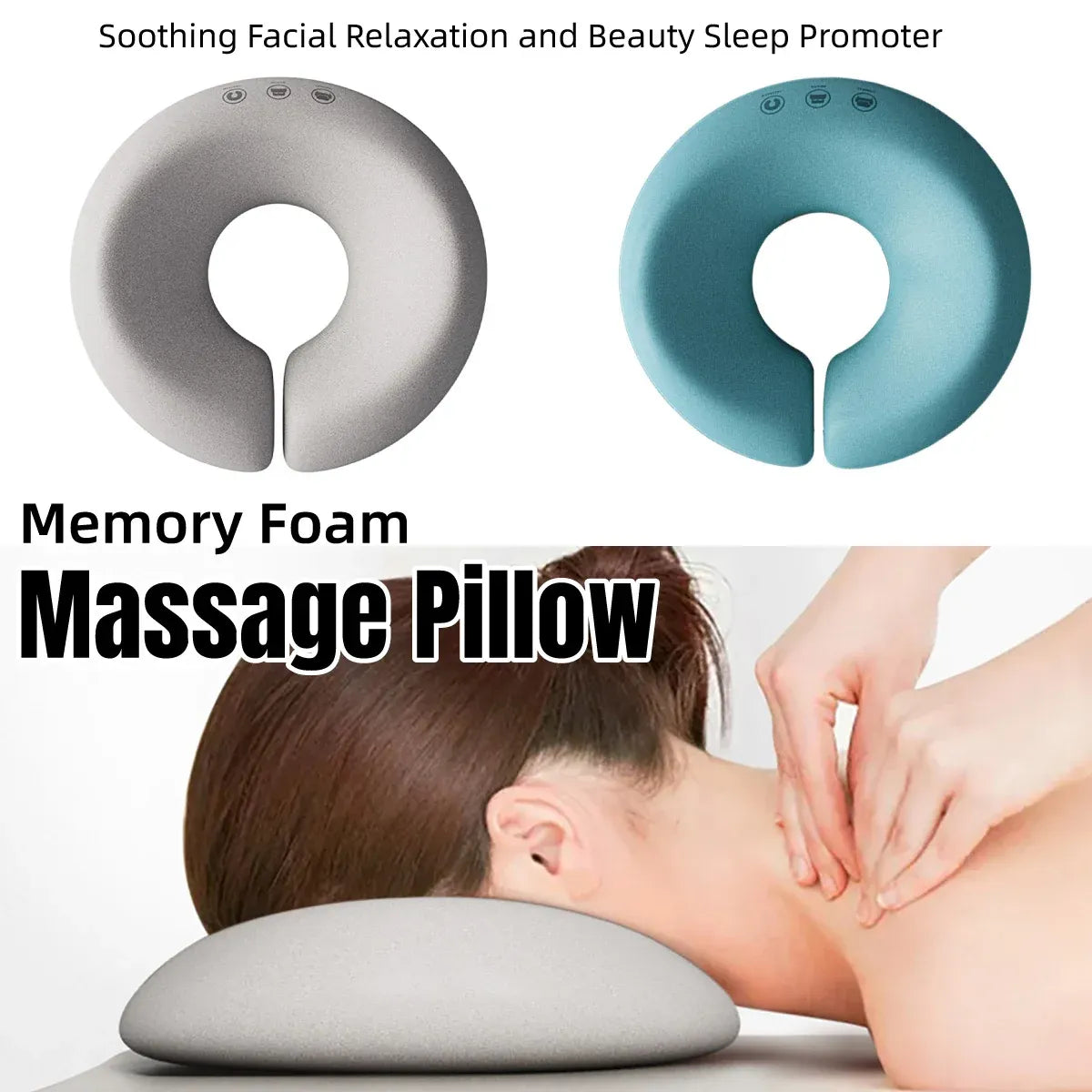 Memory Foam Face Plank Pillow Support Pad Comfort Cushion for Spa and Massage - Blue