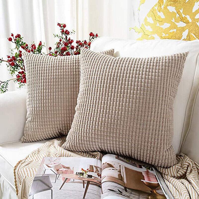 45X45 Plain Solid Colour Cushion Cover Decorative Pillow Case Home Multicoloured - Pink