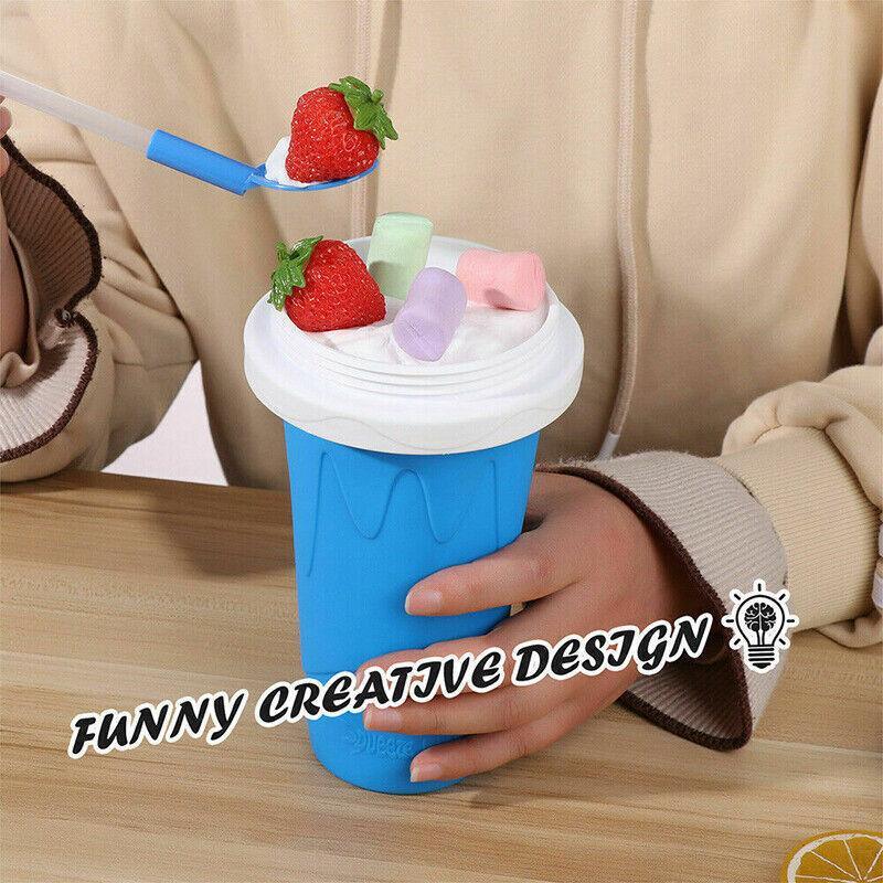 Slushie Maker Cup Quick Freeze Magic Squeeze Cup Milkshake Cup Ice Cream Maker - Pink