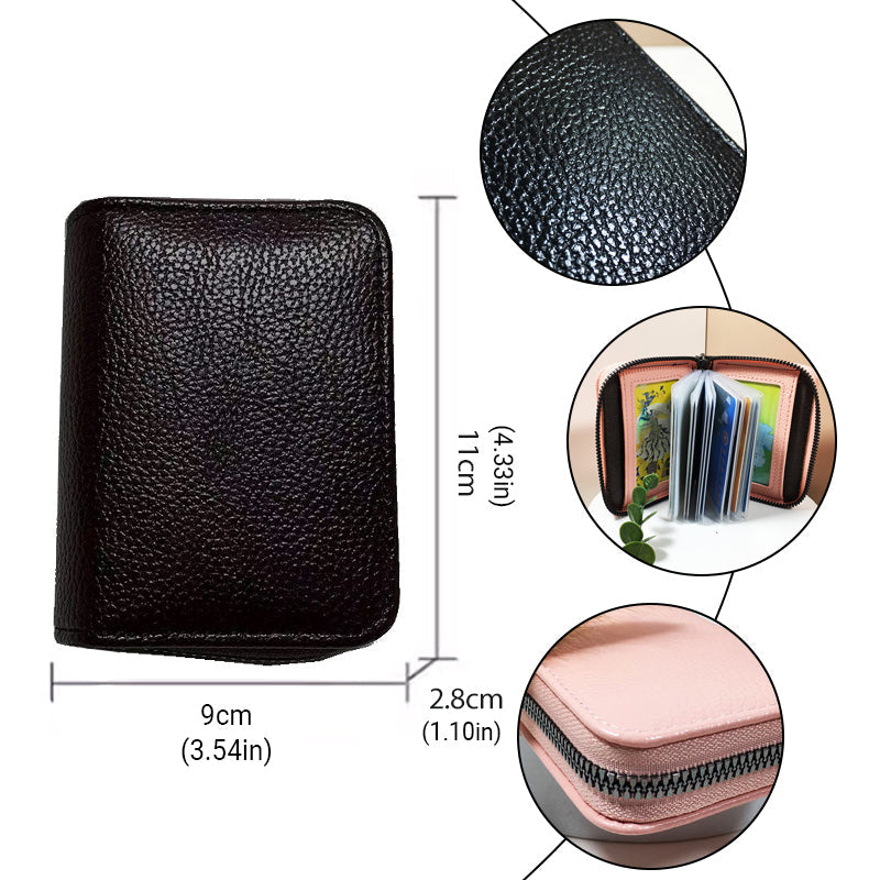 Compact Zipper Organ Card Cover Holder Wallet ID Bag Short Coin Purse Pockets - Pink