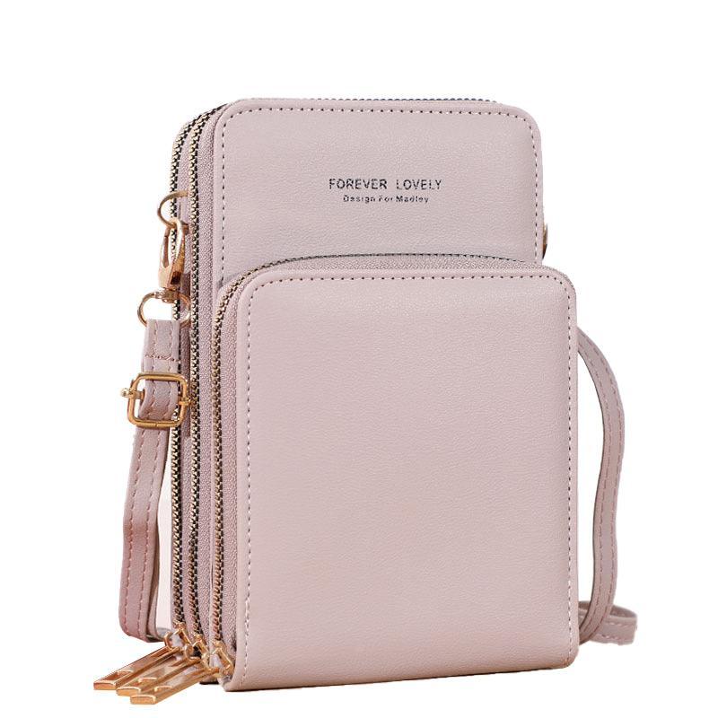 Women Crossbody Phone Purse Touch Screen Bag Rfid Blocking Wallet Shoulder Strap - Pink Purple