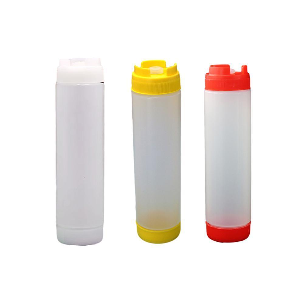 16oz Plastic Sauce Dispenser Bottles Large Capacity Double-ended Squeeze Bottles - Red