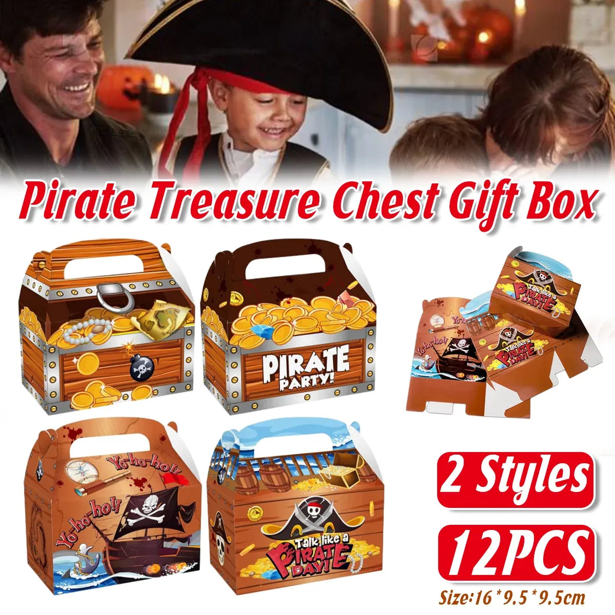 12-Piece Pirate-Themed Party Favour Box Set in Two Designs